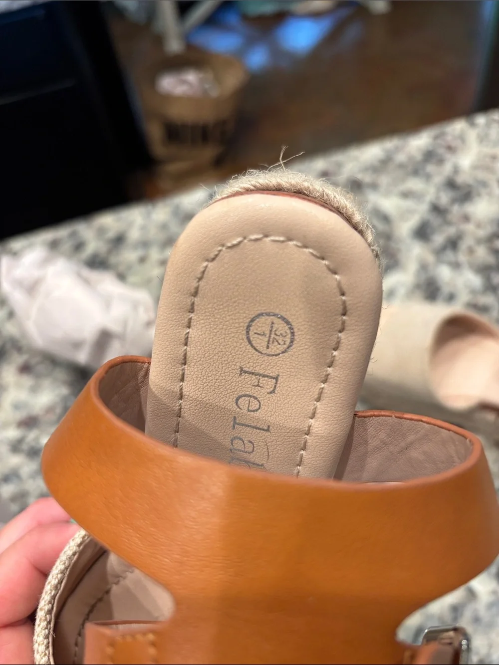 Neutral Beige Canvas Espadrille Sandals with Tan Ankle Strap